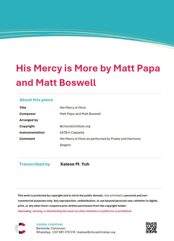 His Mercy is More by Matt Papa & Matt Boswell