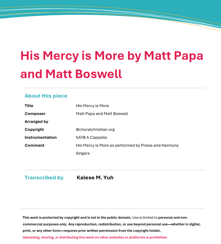 His Mercy is More by Matt Papa & Matt Boswell