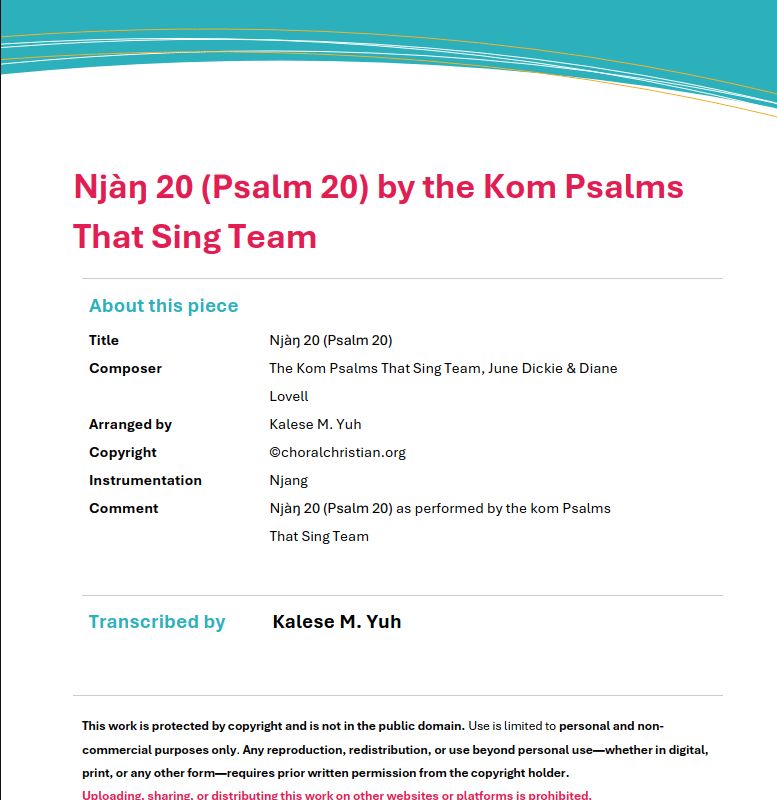 Kom Psalm 20 by The Kom Psalms That Sing Team