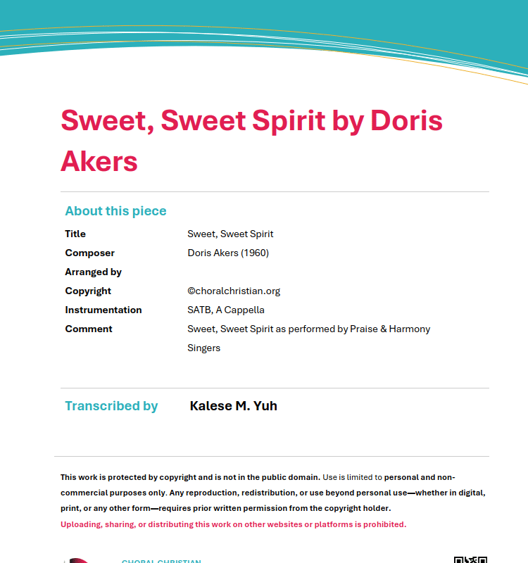 Sweet, Sweet Spirit by Doris Akers