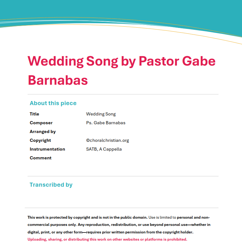 Wedding Song by Pastor Gabe Barnabas