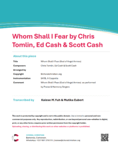 Whom Shall I Fear (God of Angel Armies) by Chris Tomlin, Ed Cash & Scott Cash
